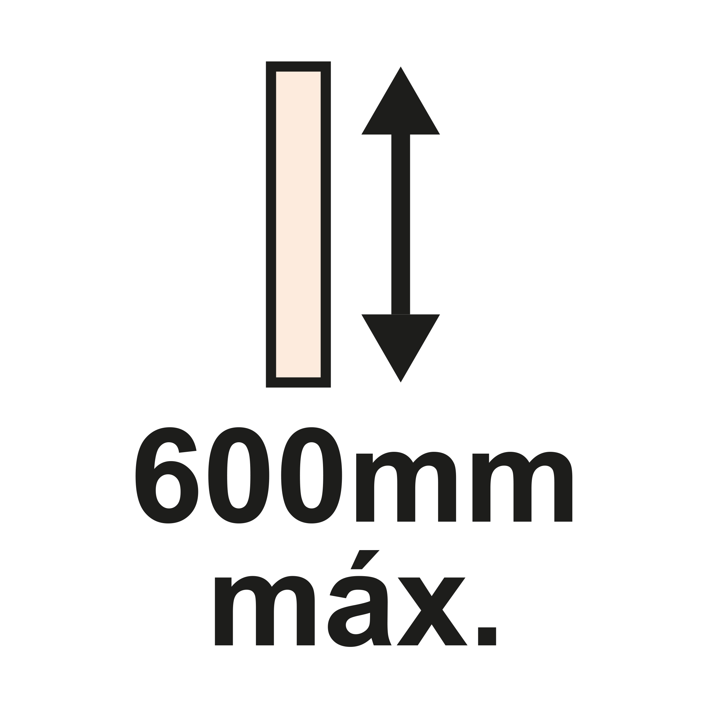 Altura máxima 600mm