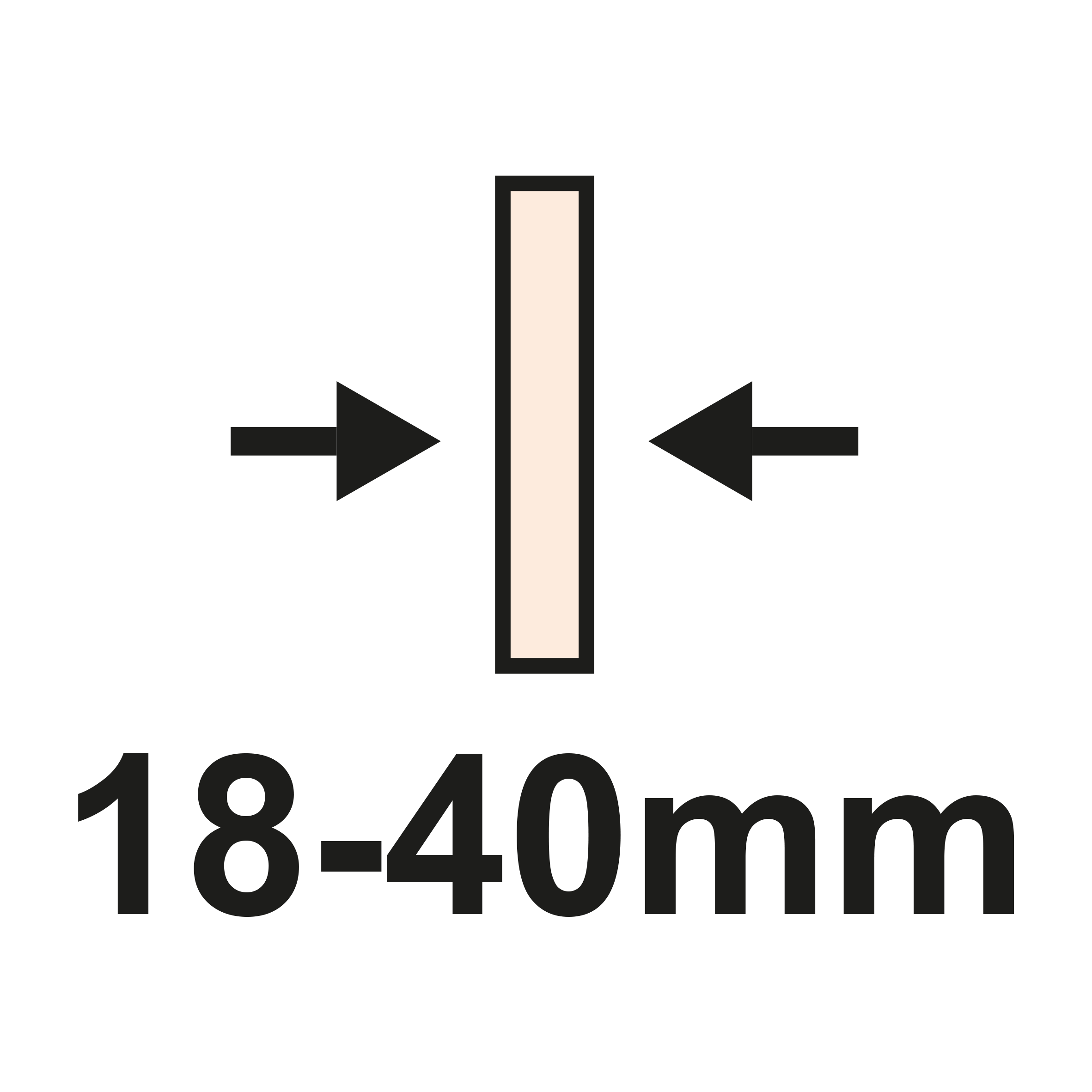 Espessura 18 a 40mm incluindo puxador