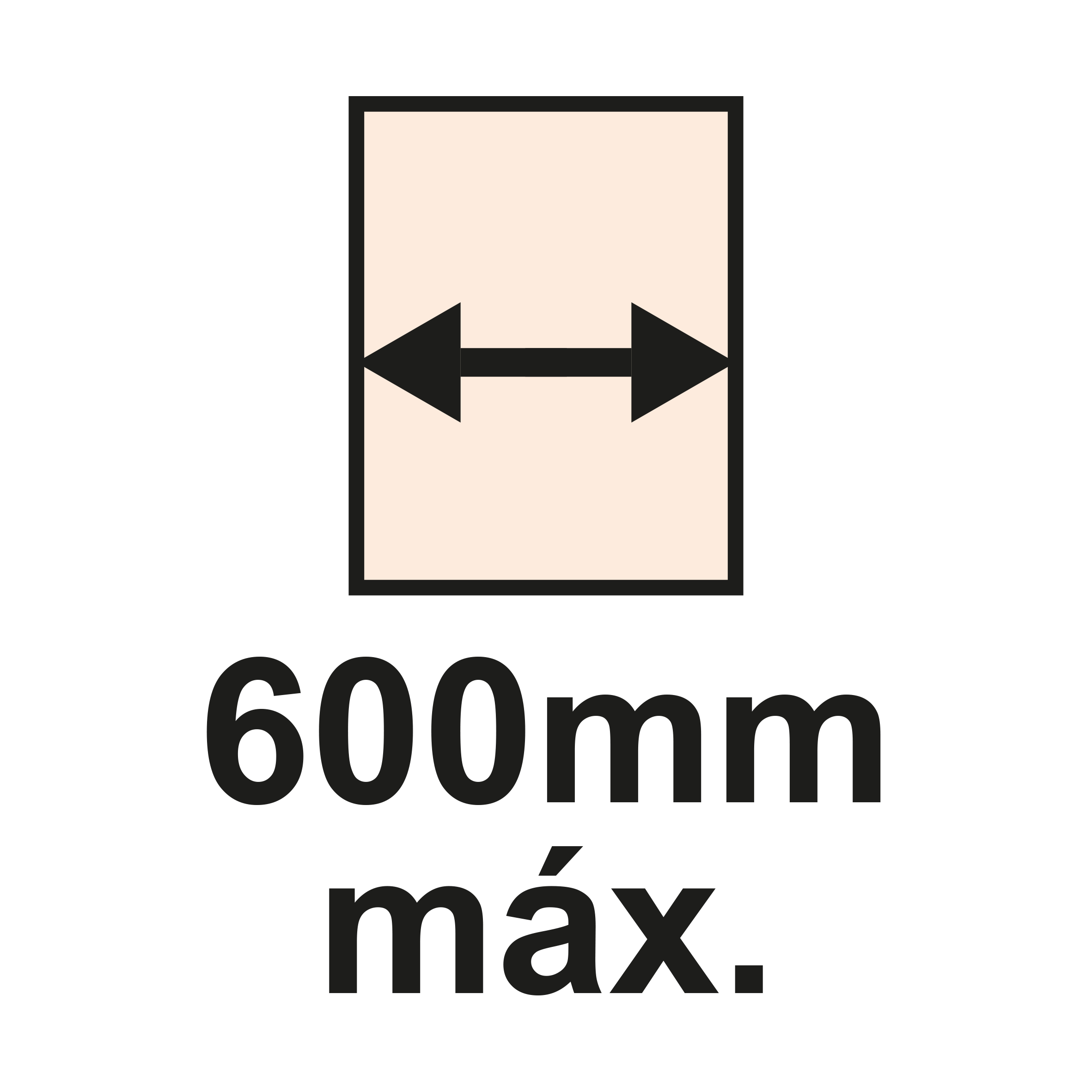 Largura máx. 600mm