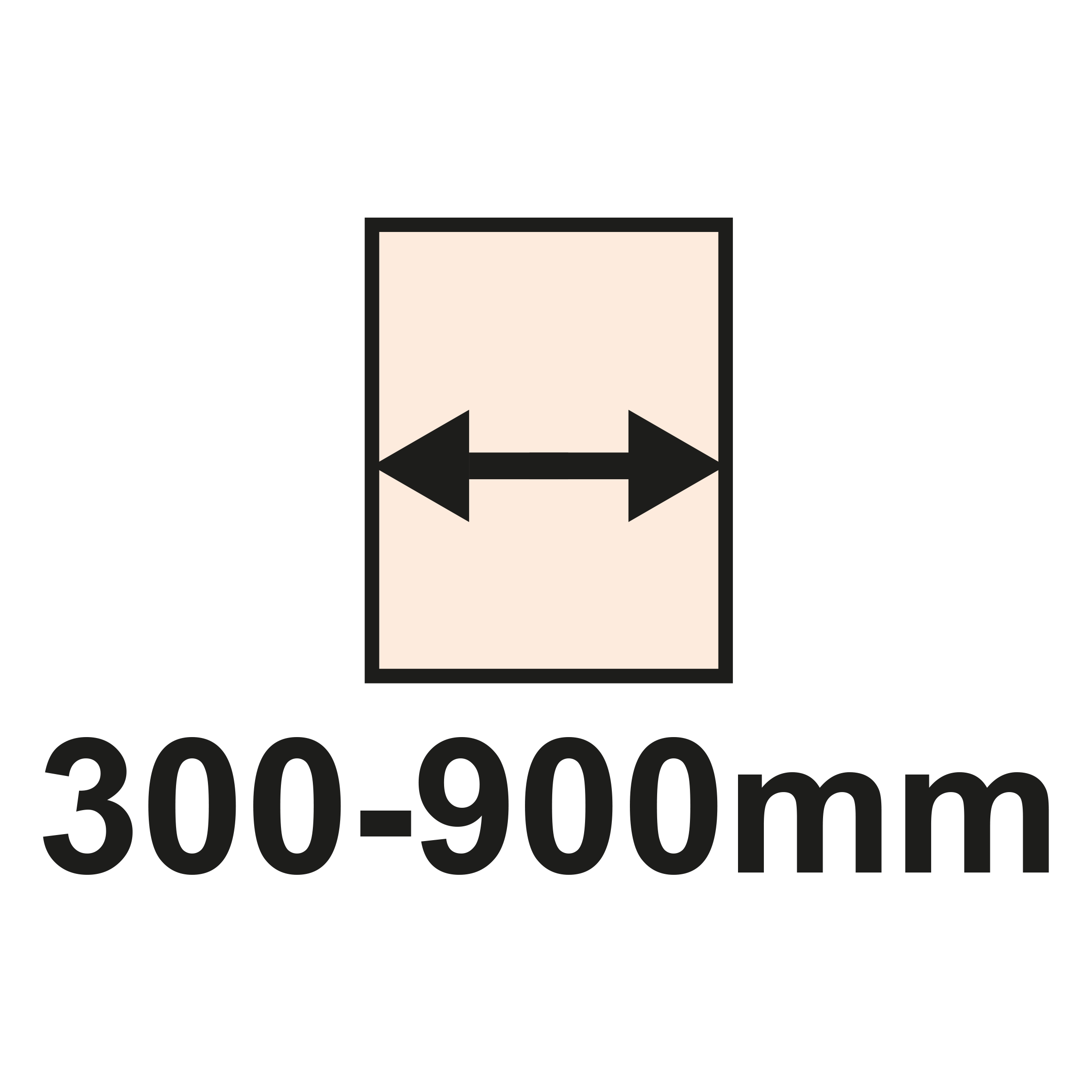 Largura 300 a 900mm