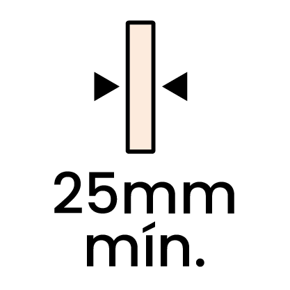 Espessura mín. 25mm