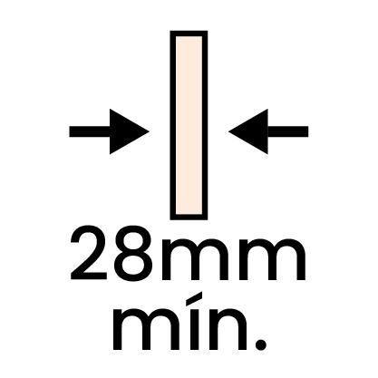 Espessura mín. 28mm