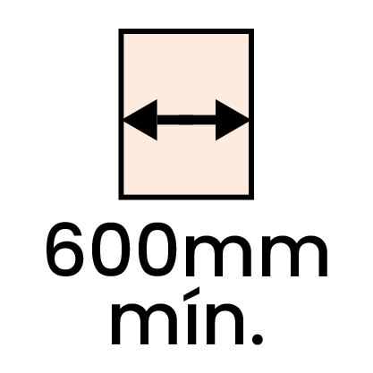 Largura mín. 600mm