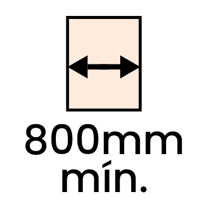 Largura mín. 800mm