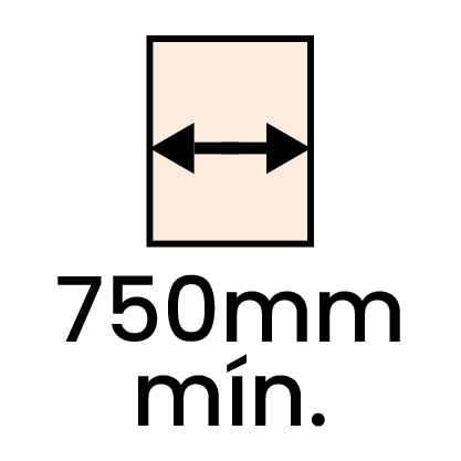 Largura porta mín. 750mm