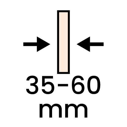 Espessura entre 35 e 60mm